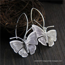 handmade 925steriling silver thailand silver butterfly earrings for women